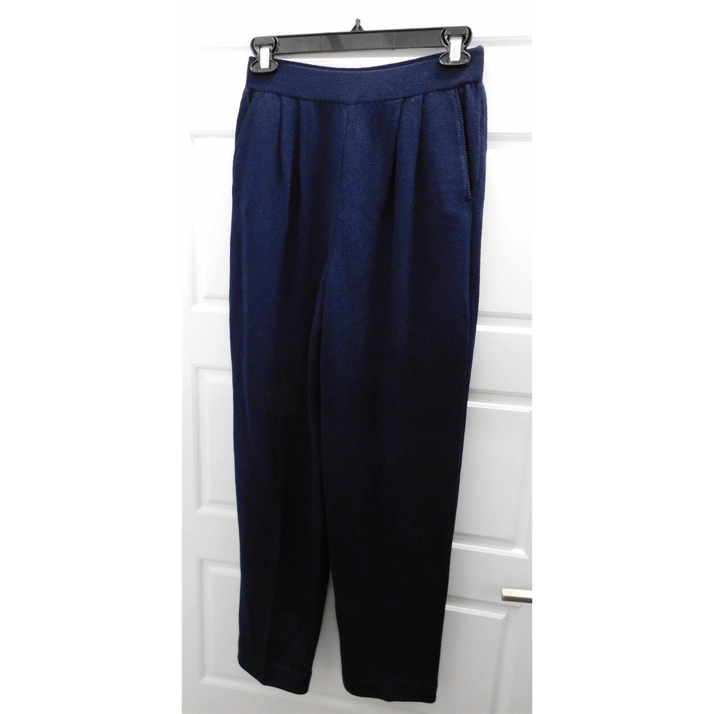 St John Collection Navy Blue Santana Pleated Front Pants USA 4
